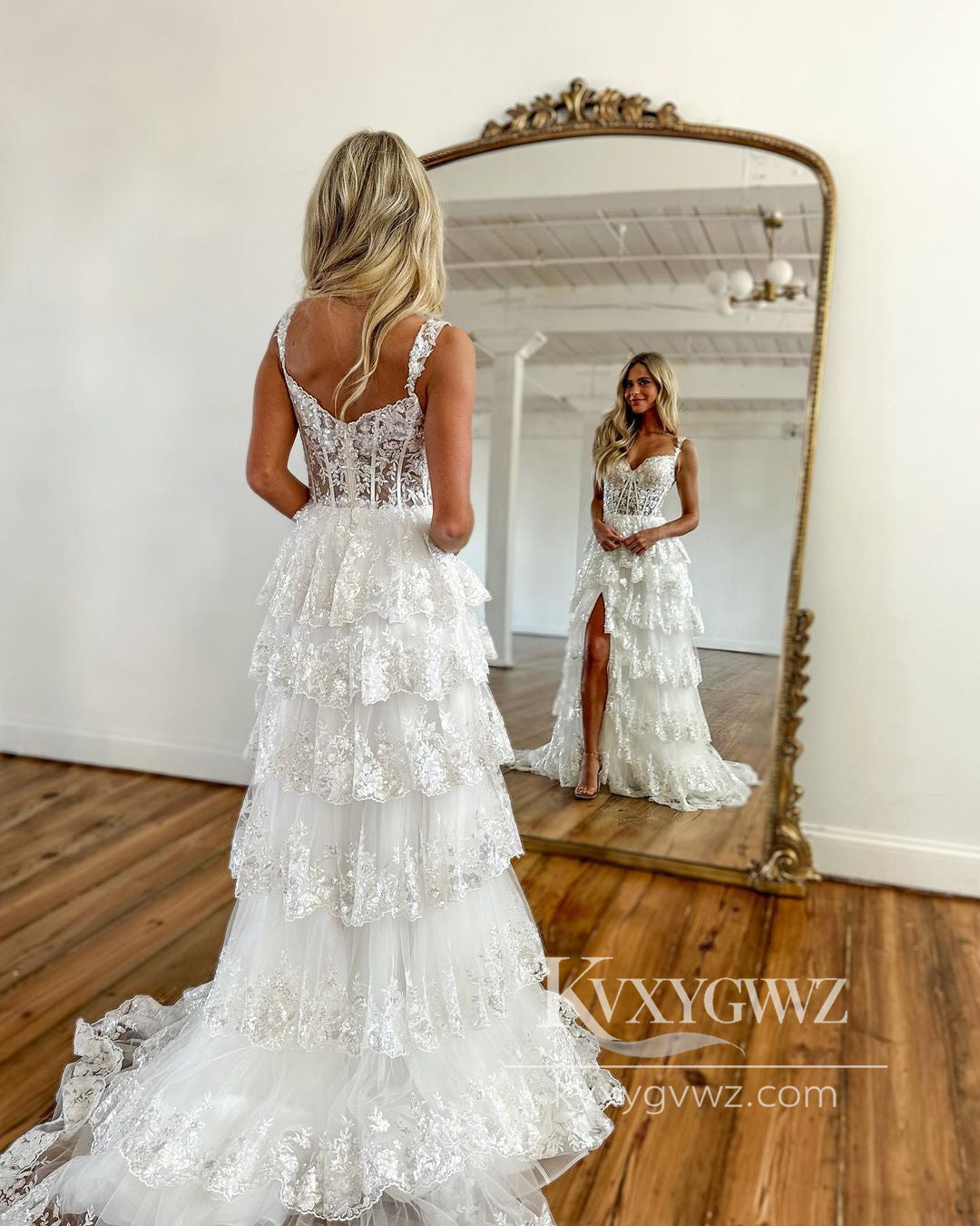 Stunning A Line Off the Shoulder Evening Gown Conspicuous Lace Prom Dress with Slit LF755