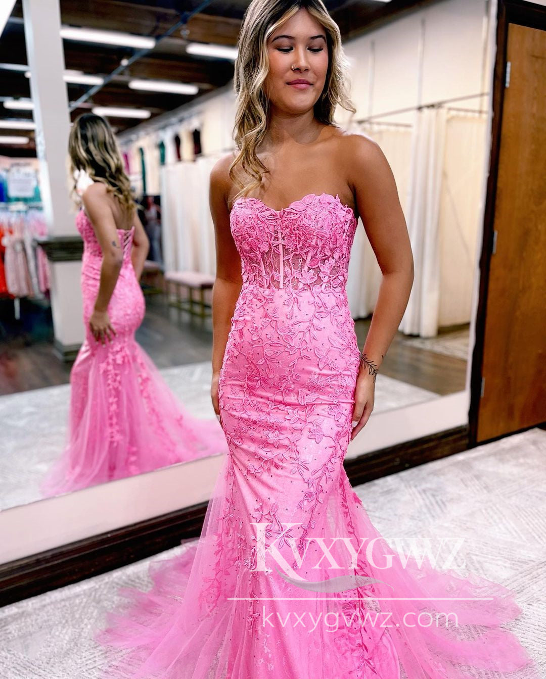 Stunning Mermaid Evening Gown Sweetheart Lace Long Prom Dress LF771