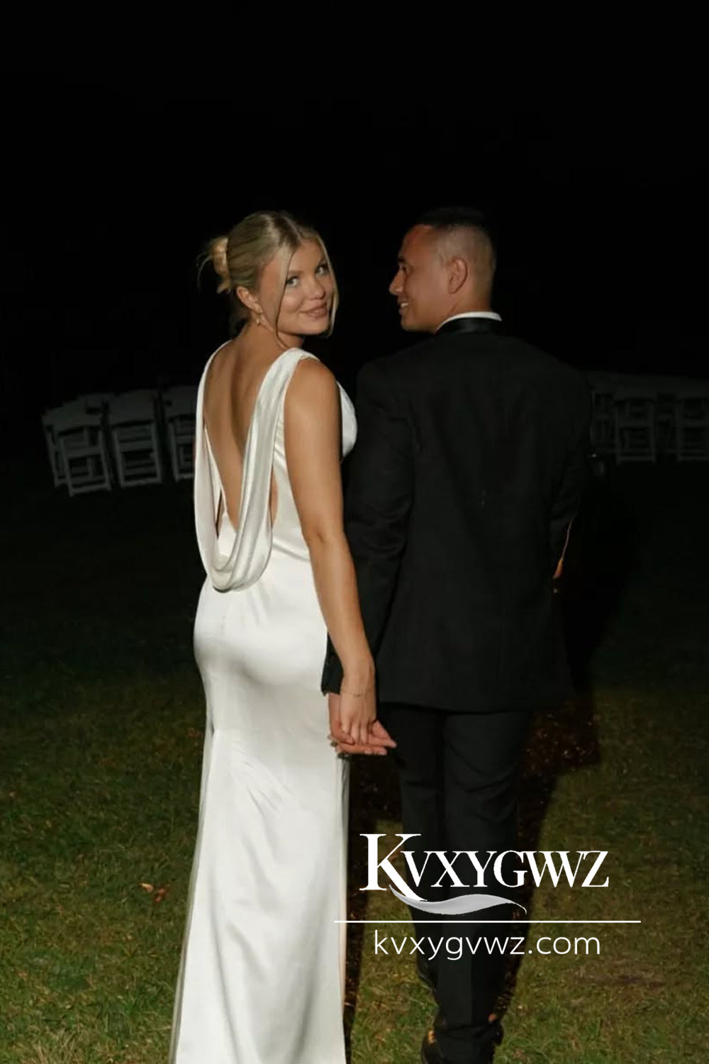 Sheath V Neck Silk Satin Beach Wedding Dresses Gown HS786