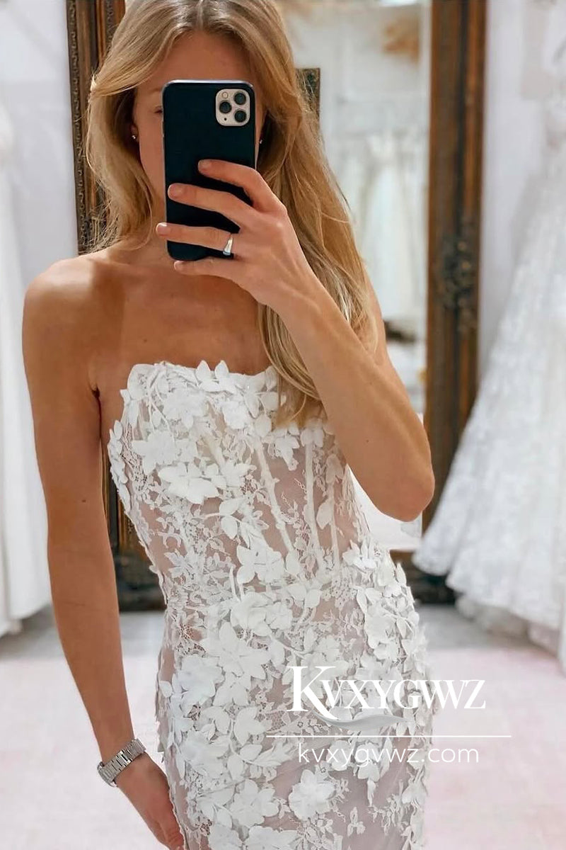 Glamorous Mermaid Sweetheart Lace Wedding Dresses Gown with Appliques HS788