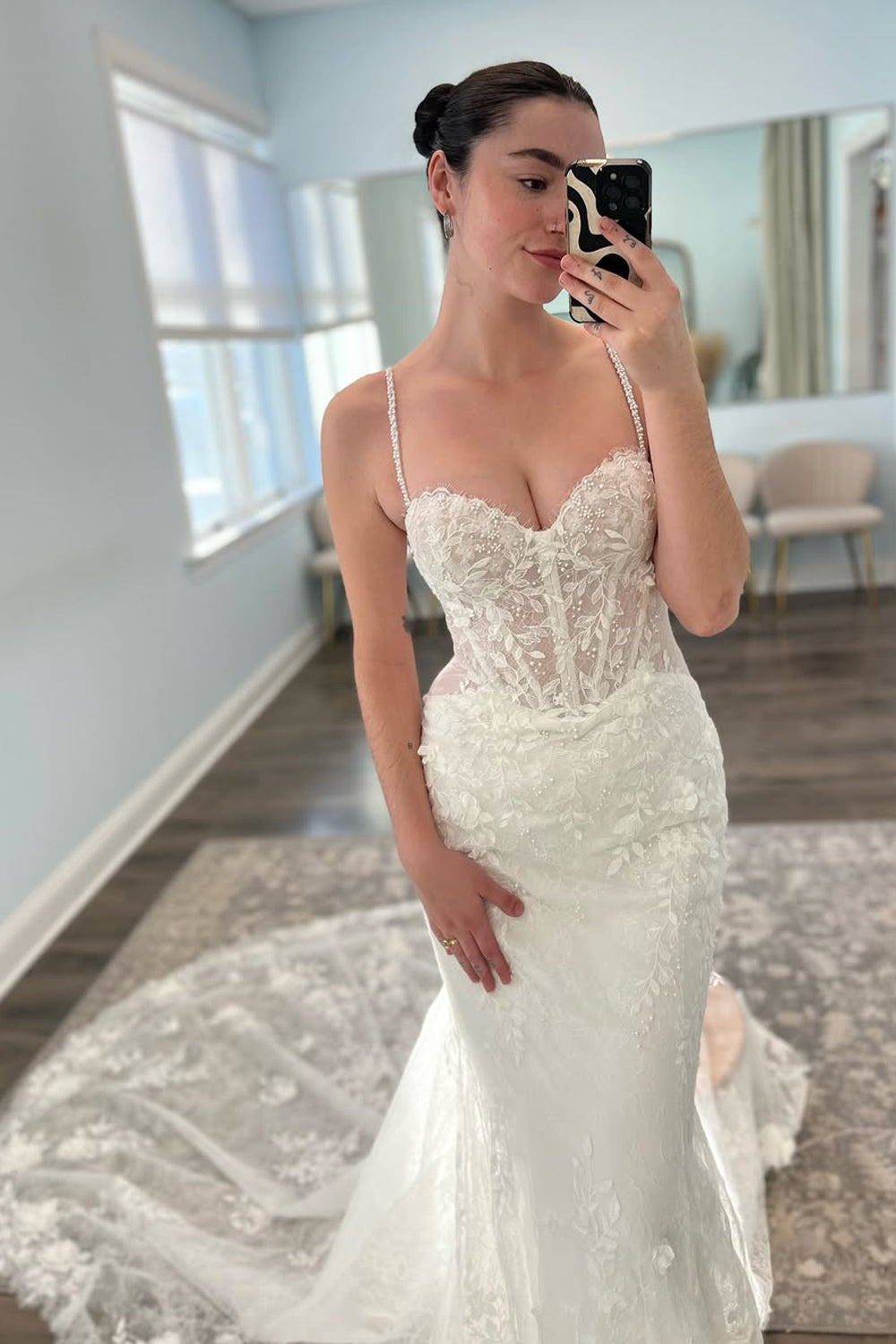 Graceful Mermaid Sweetheart Lace Wedding Dresses Gown with Appliques HS887