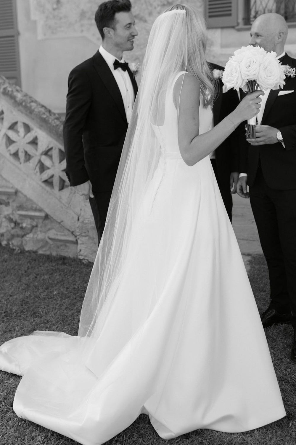 Ball Gown Square Neck Satin Wedding Dresses Gown HS764