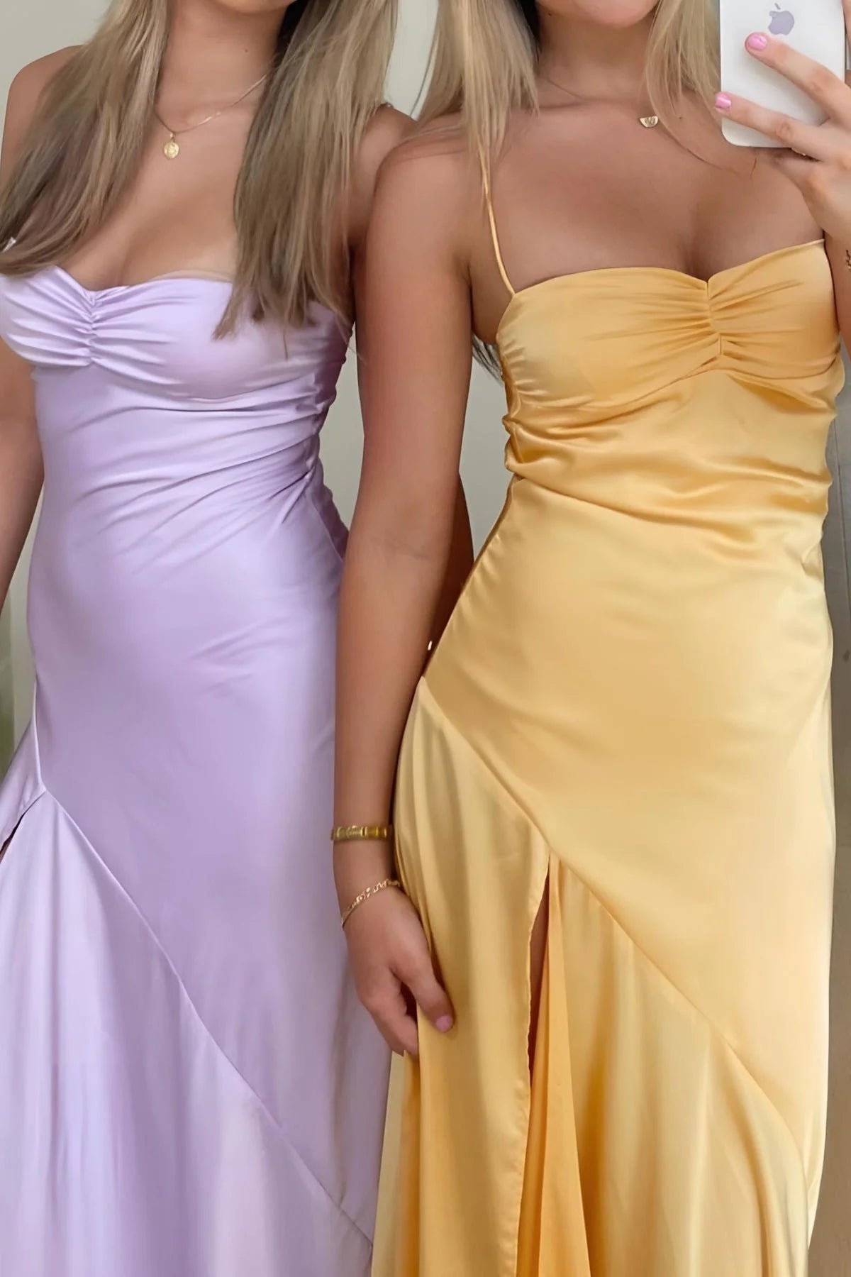 Sheath Strapless Fuchsia Satin Prom Dress Gown with Slit LF1259
