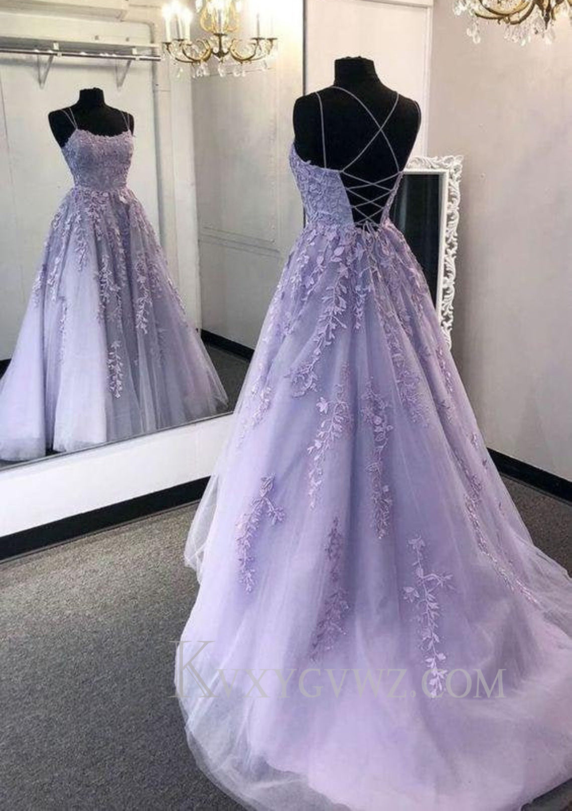 Ball Gown Scoop Neck Long/Floor-Length Tulle Prom Dress LF081