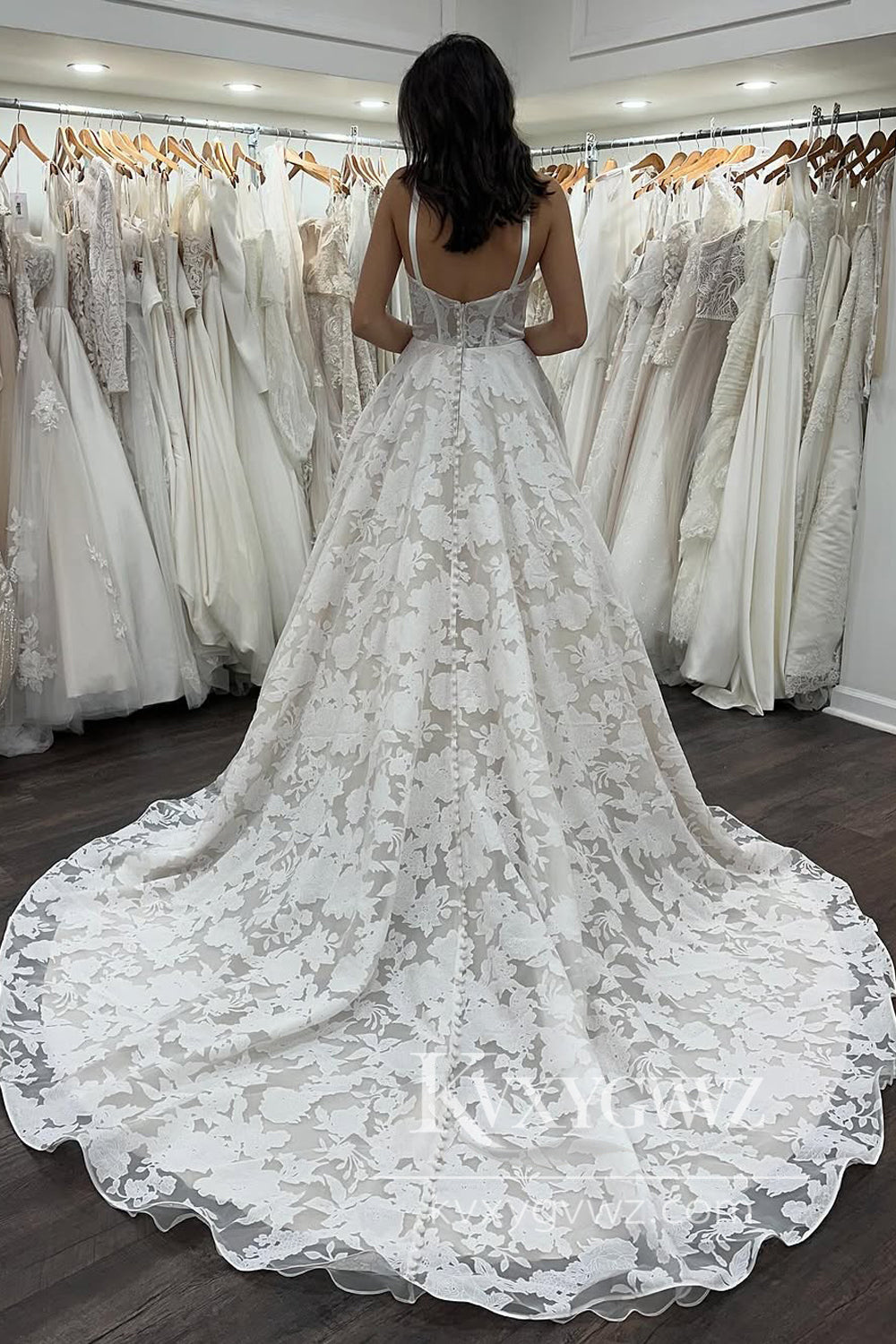 Dazzling Ball Gown Sweethearth Organza Lace Wedding Dresses Gown HS883