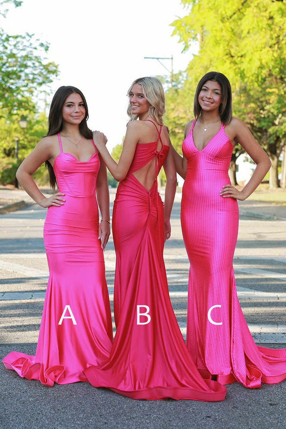 Dazzling Mermaid Pink Long Prom Dress Gown