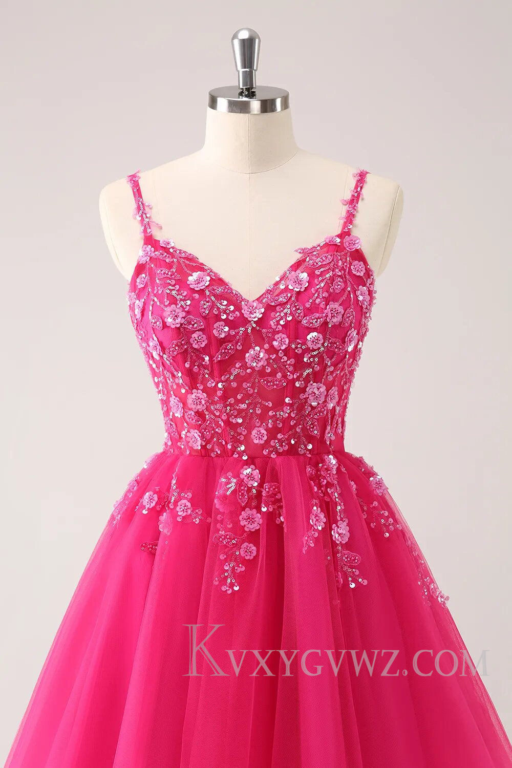 Sparkly Blush Floral Corset A-Line Short Homecoming Dress LF099