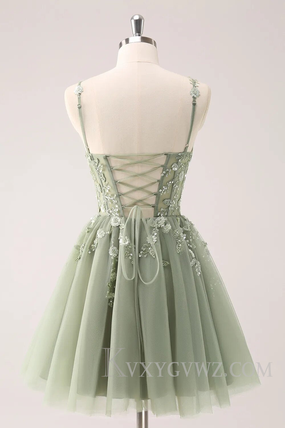 Sparkly Blush Floral Corset A-Line Short Homecoming Dress LF099