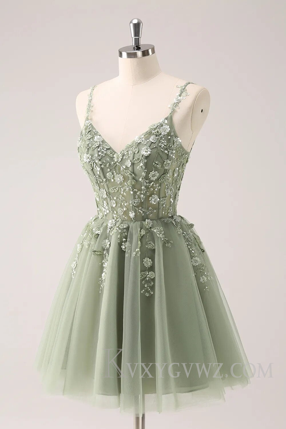 Sparkly Blush Floral Corset A-Line Short Homecoming Dress LF099