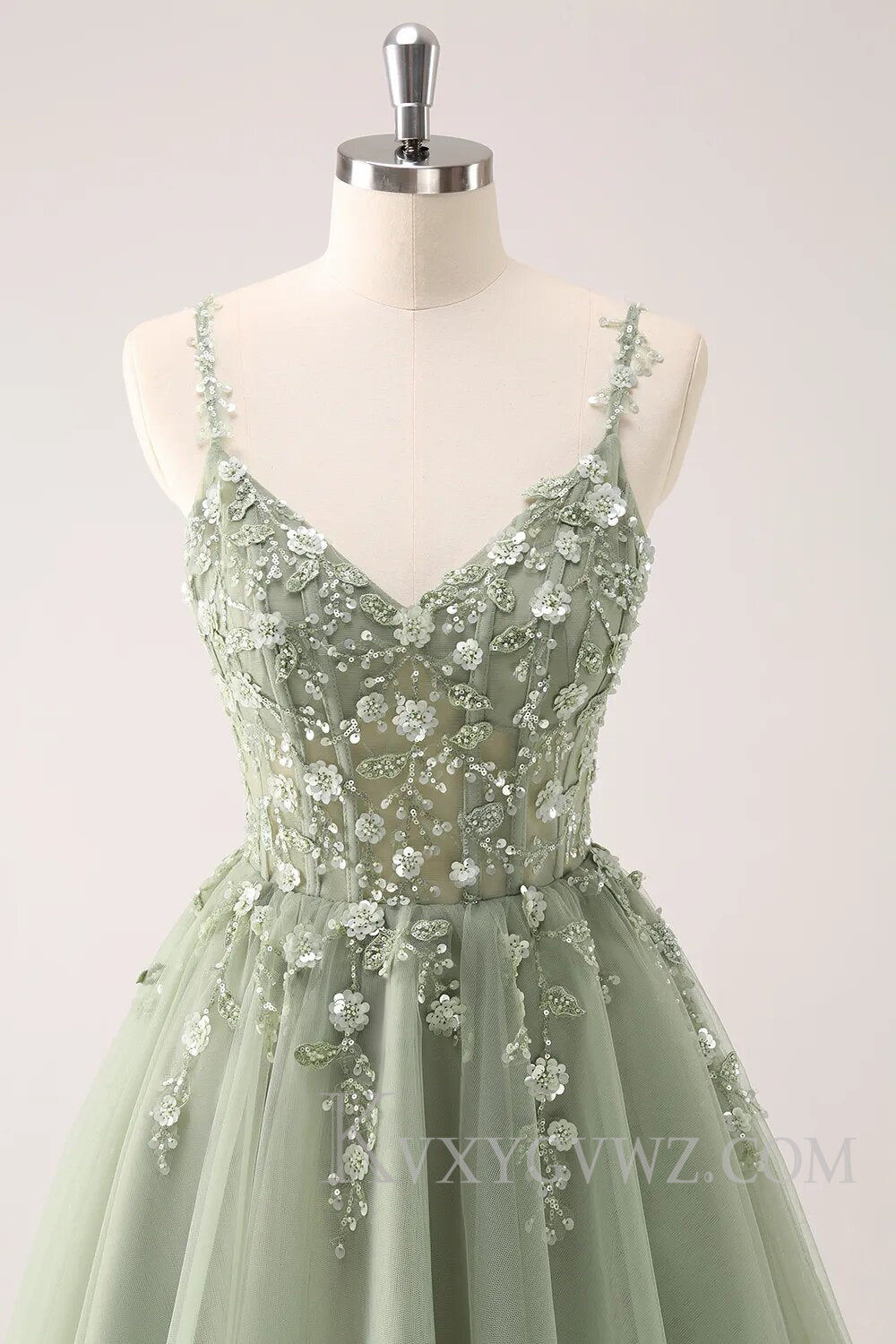 Sparkly Blush Floral Corset A-Line Short Homecoming Dress LF099