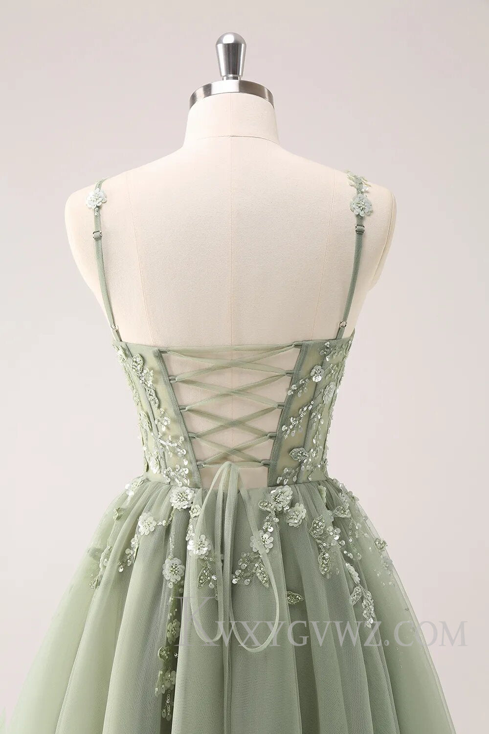 Sparkly Blush Floral Corset A-Line Short Homecoming Dress LF099