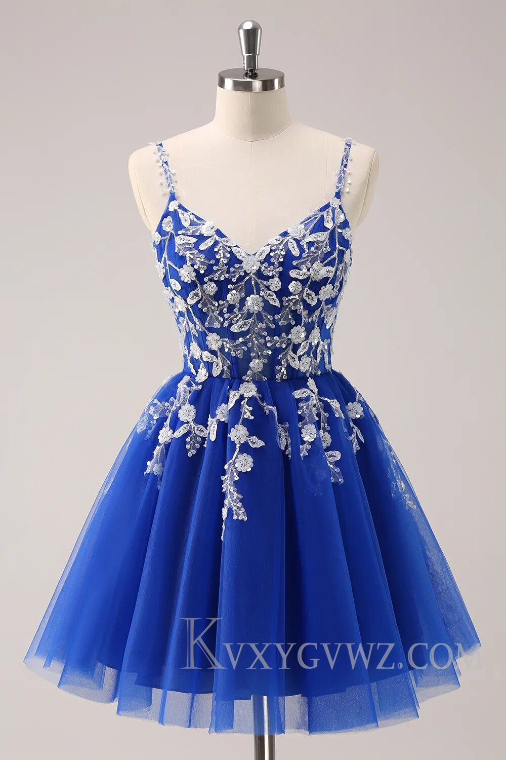Sparkly Blush Floral Corset A-Line Short Homecoming Dress LF099