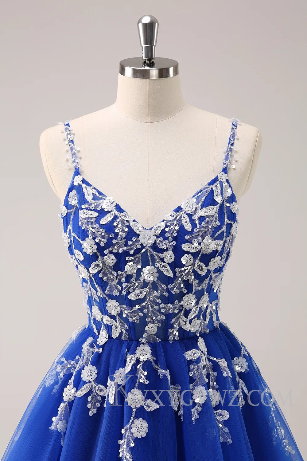Sparkly Blush Floral Corset A-Line Short Homecoming Dress LF099