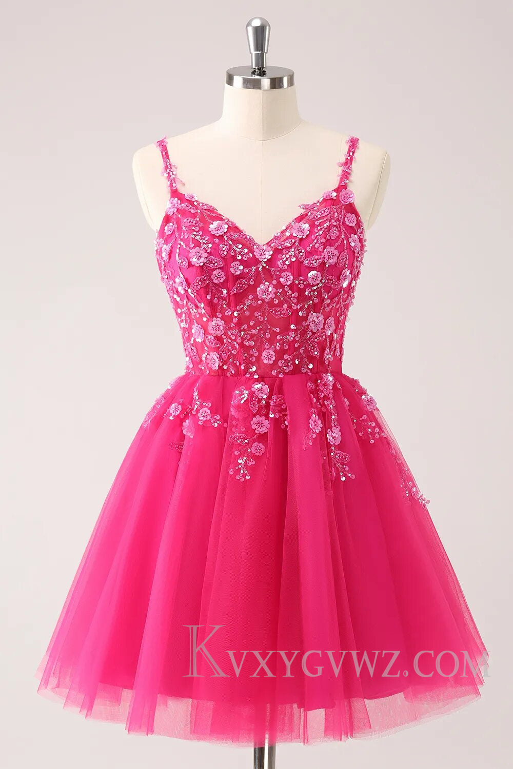 Sparkly Blush Floral Corset A-Line Short Homecoming Dress LF099