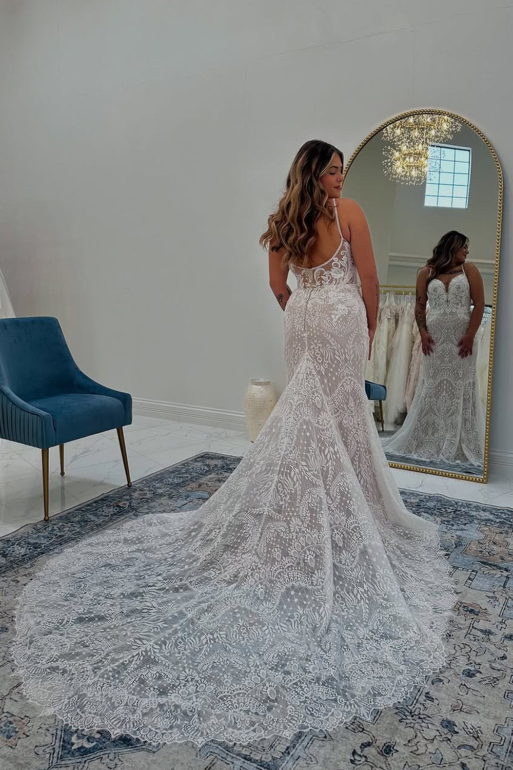 Mermaid Sweetheart Lace Wedding Dresses Gown with Train HS809