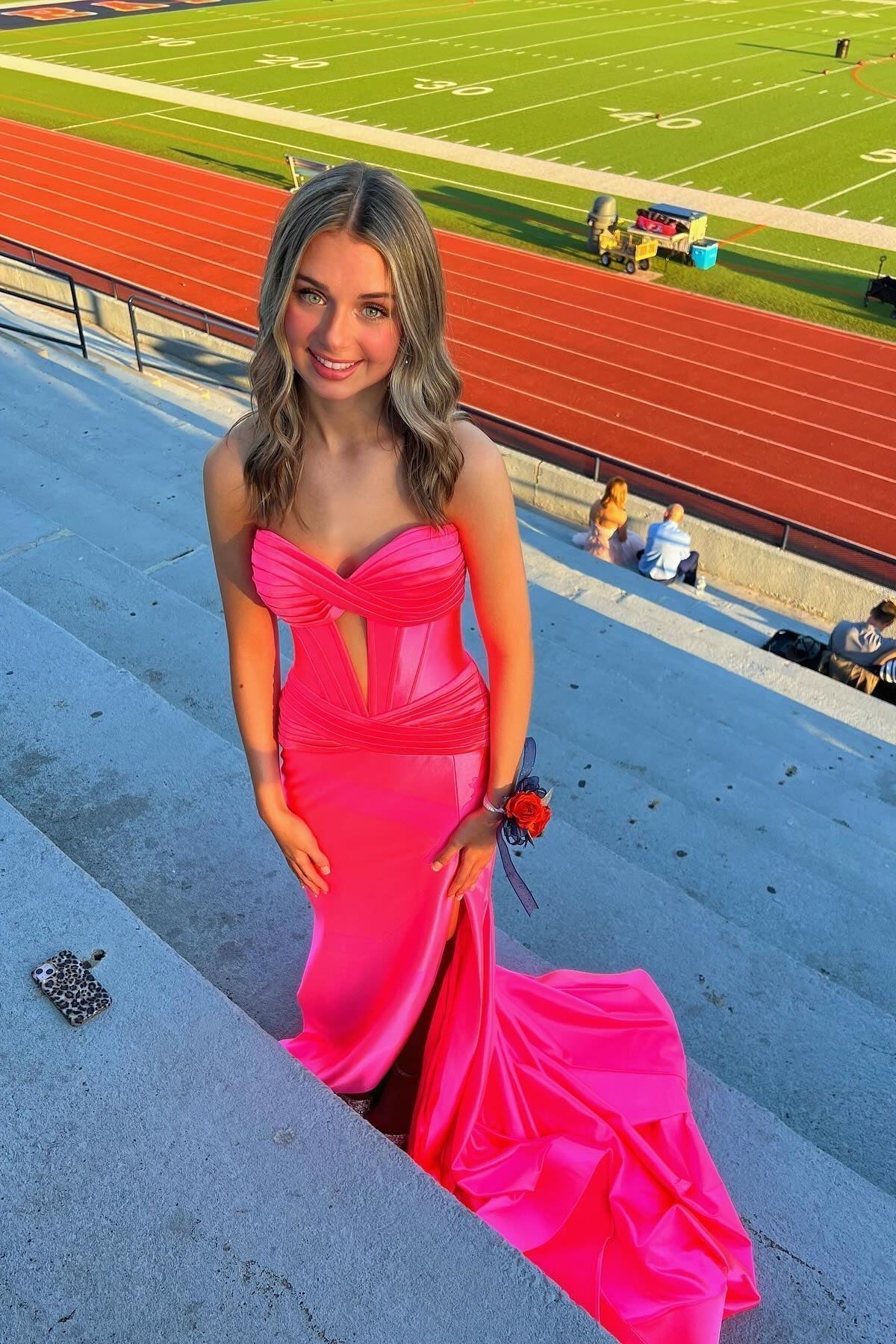 Mermaid Sweetheart Keyhole Blue Slit Prom Dress Gown LF1209
