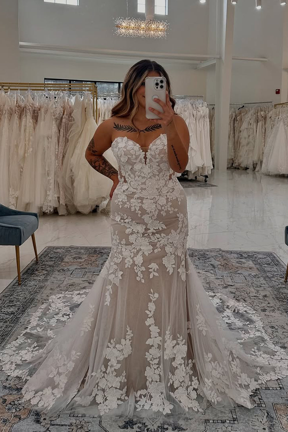 Mermaid Sweetheart Tulle Lace Wedding Dresses Gown with Detachable Sleeves HS811