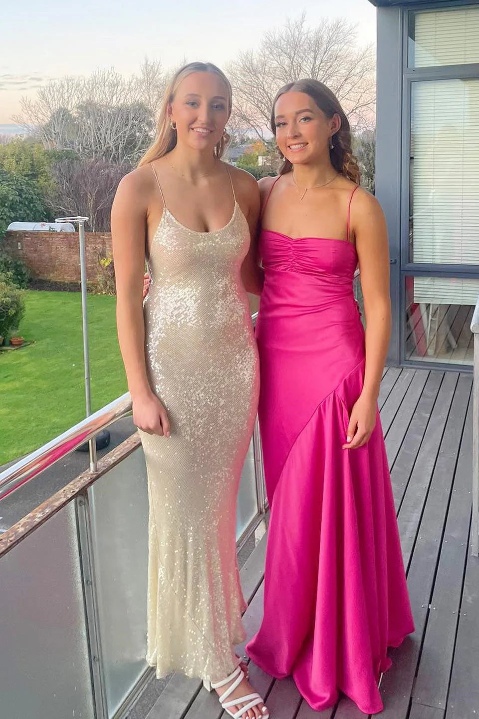 Sheath Strapless Fuchsia Satin Prom Dress Gown with Slit LF1259
