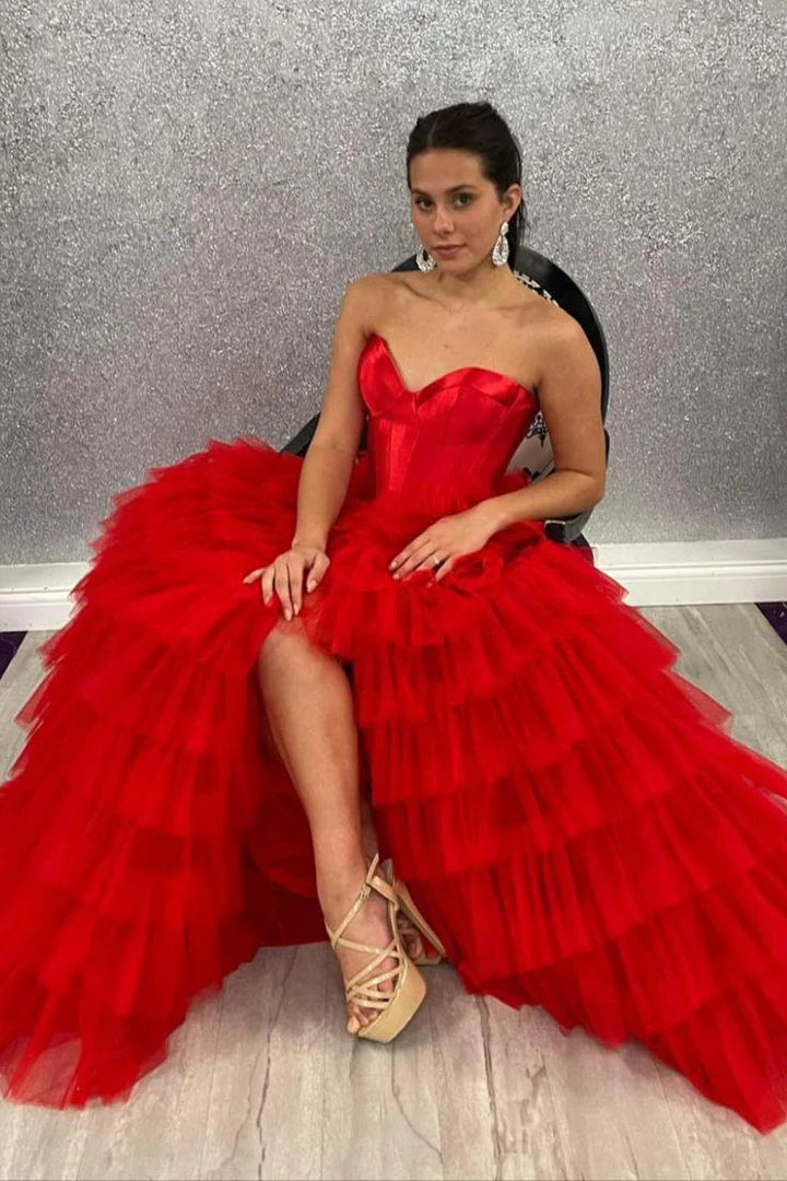 Dazzling Ball Gown Sweetheart Tiered Tulle Prom Dress Gown