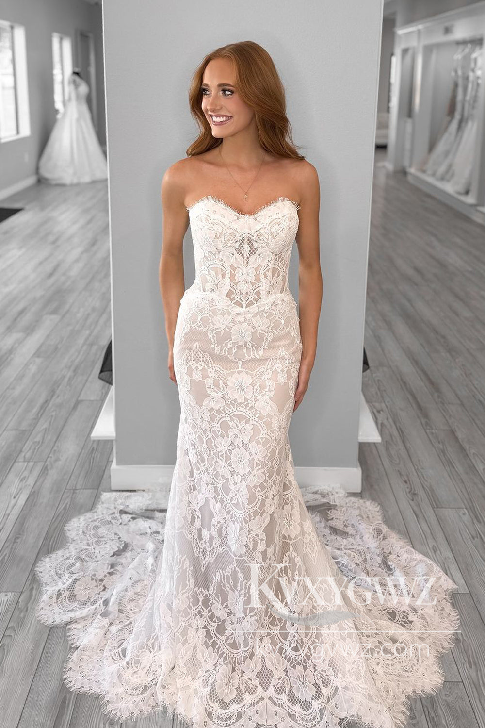 Fashion Mermaid Sweetheart Lace Wedding Dresses Gown with Appliques HS1008