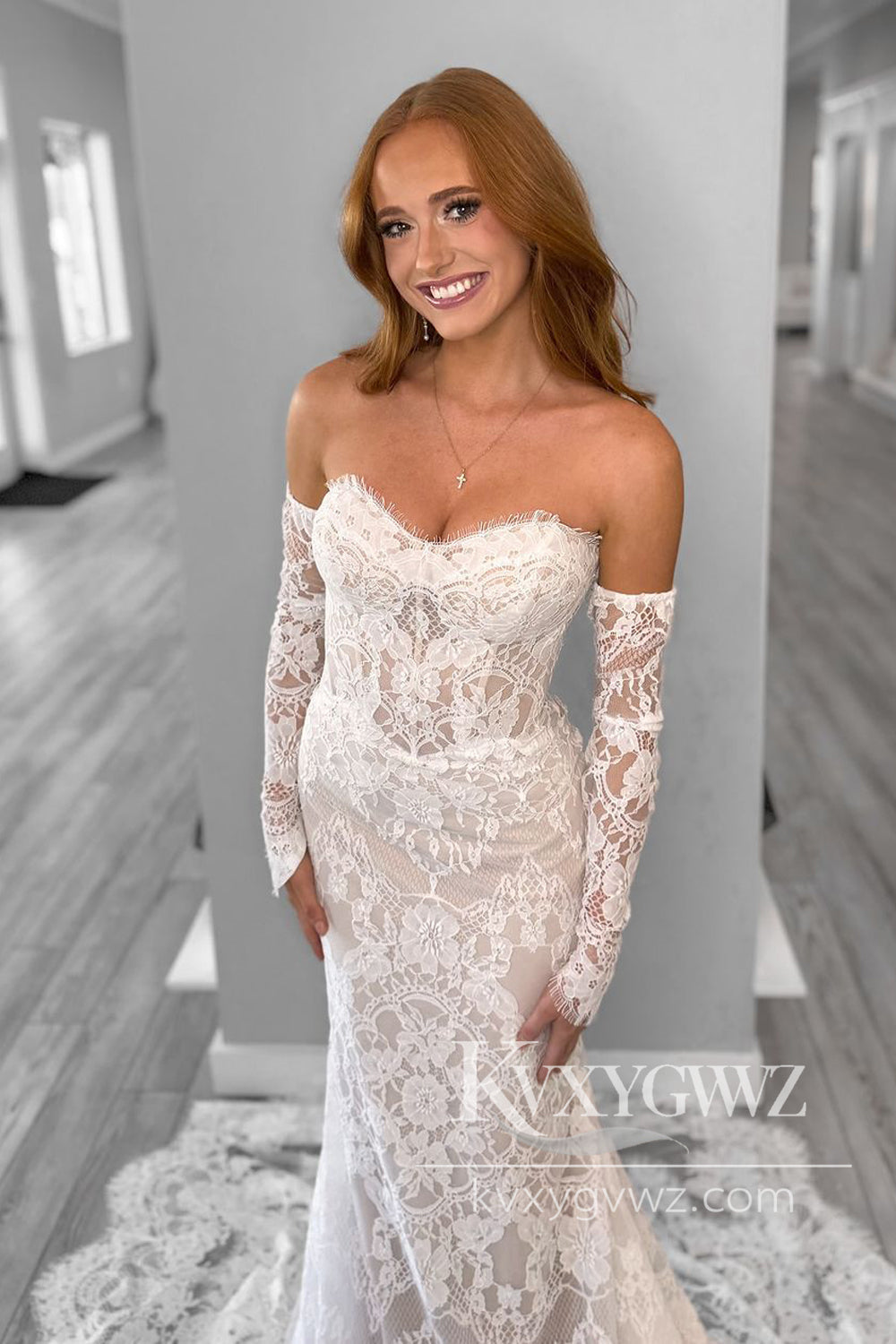 Fashion Mermaid Sweetheart Lace Wedding Dresses Gown with Appliques HS1008
