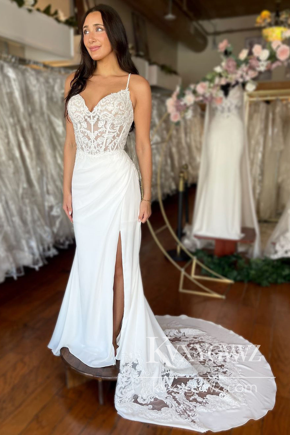 Chic Mermaid Sweetheart Long Wedding Dresses Gown with Appliques HS1017