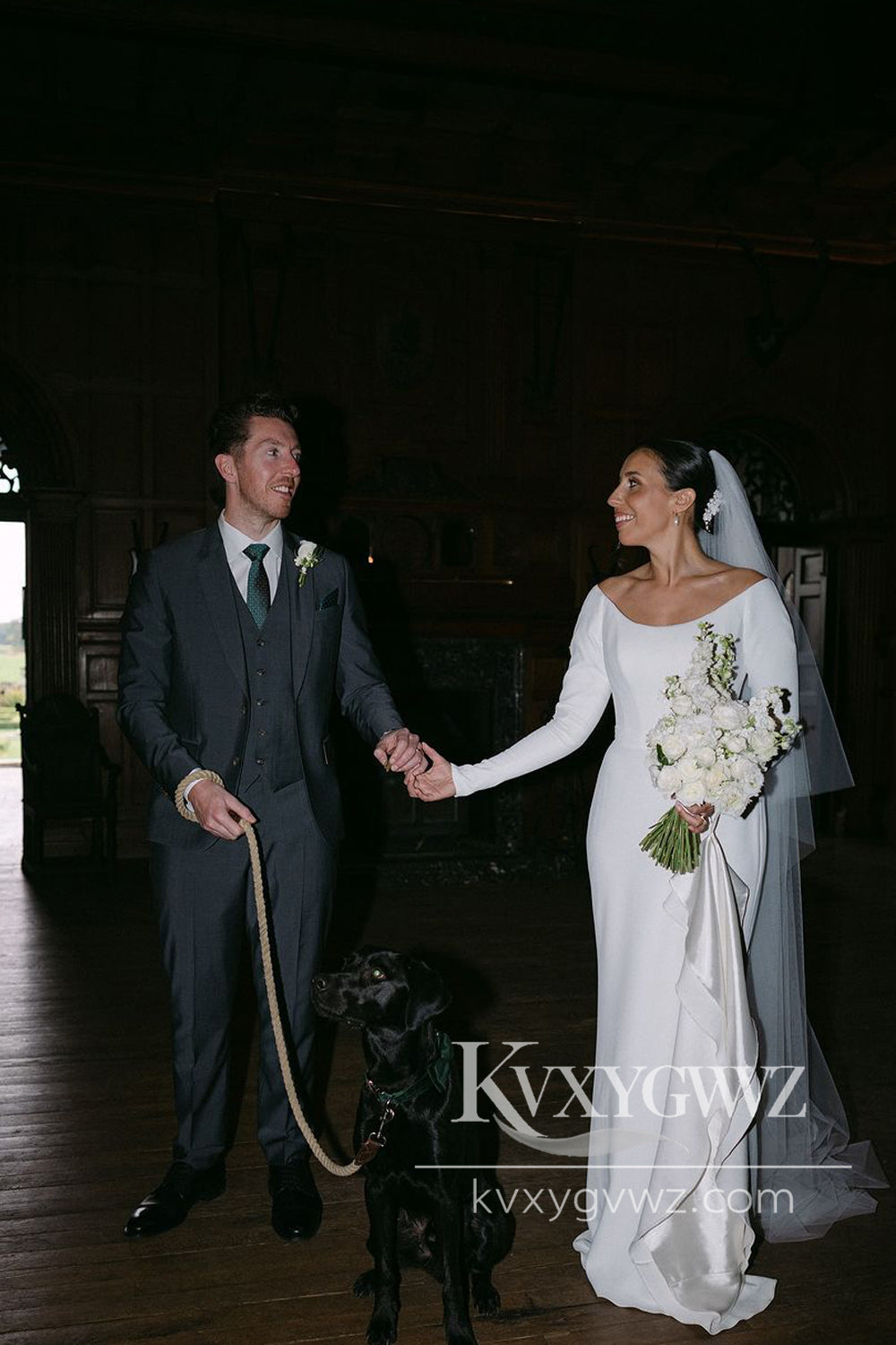 Mermaid Off the Shoulder Satin Long Wedding Dresses Gown with Sleeves HS1034