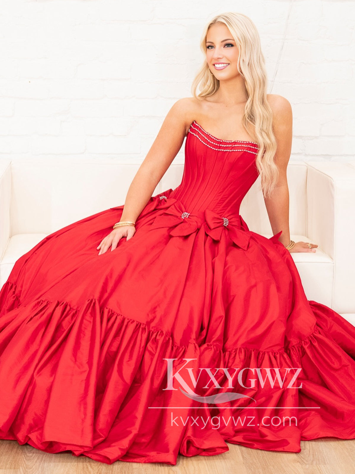 Sweet Ball Gown Scoop Neck Evening Gown Taffeta Pink Long Prom Dress LF1106