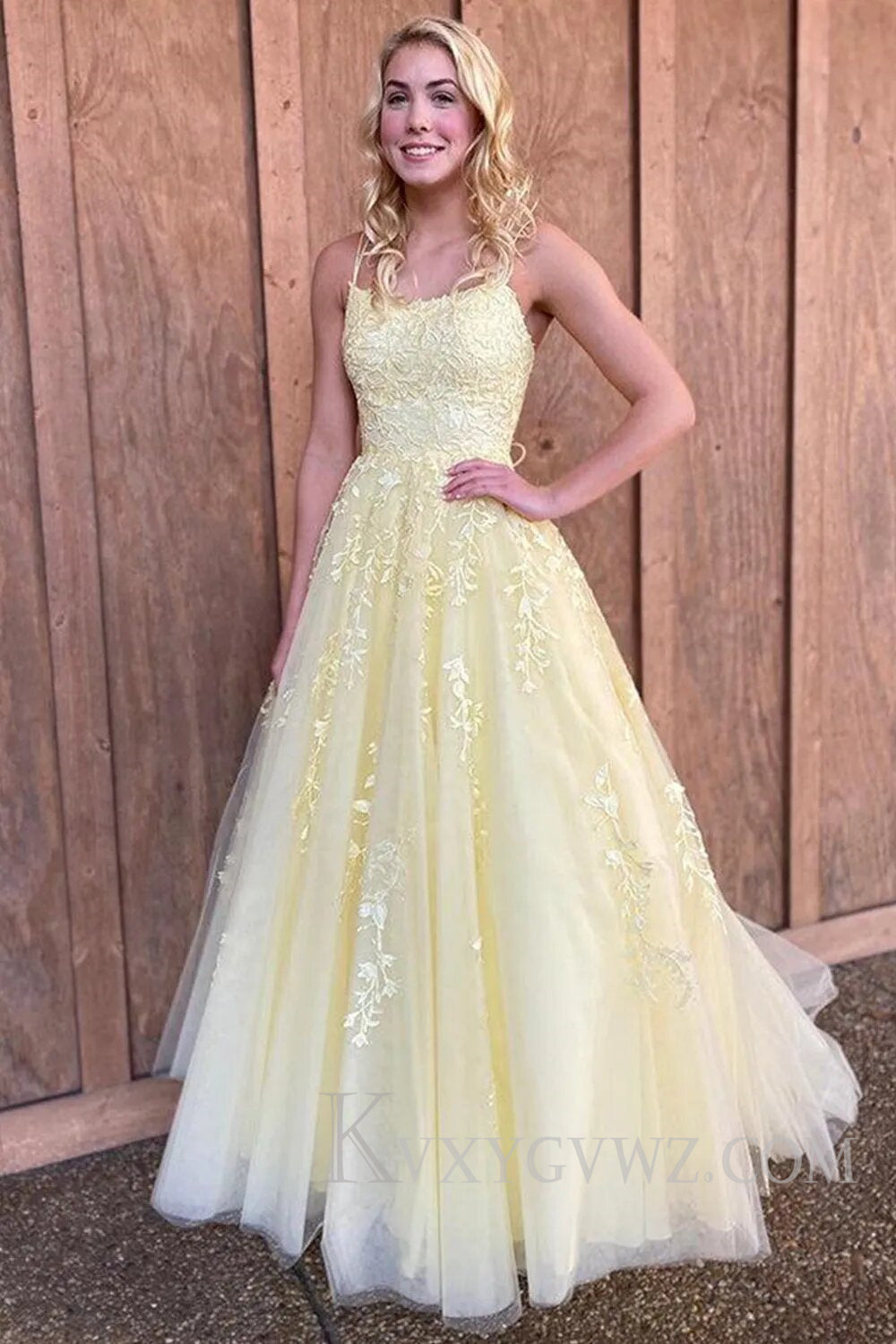 Red Spaghetti Straps Long Prom Dress with Appliques LF115