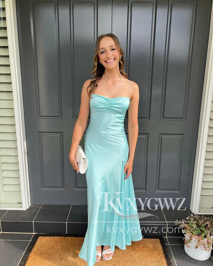Sheath Strapless Fuchsia Evening Gown Satin Prom Dress with Slit LF1259