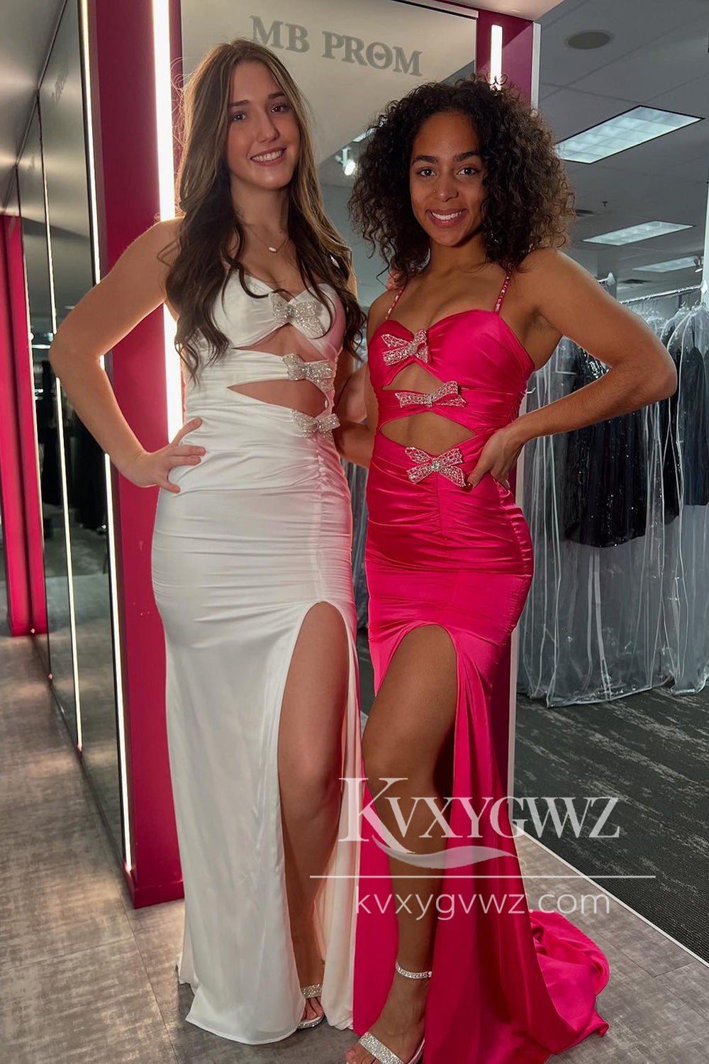 Stunning Mermaid Evening Gown Sweetheart Satin Prom Dress with Bow LF1288