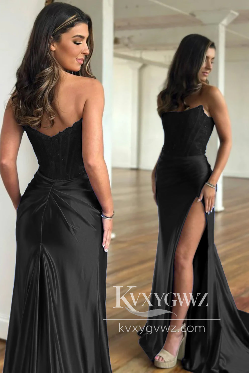 Fuchsia Conspicuous Evening Gown Sheath Corset Long Prom Dress with Slit LF1345