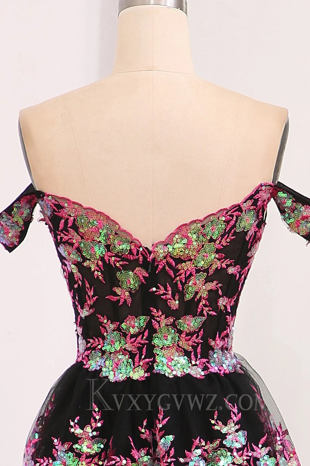 Sparkly Black Pink Tiered A-Line Long Prom Dress with Lace LF143