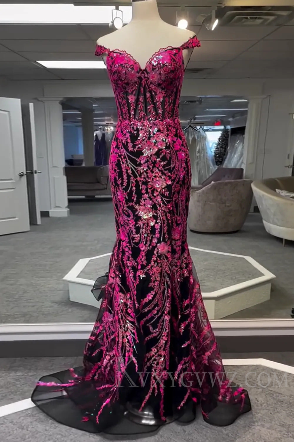 Sparkly Mermaid Golden Long Sequins Prom Dress With Slit LF155