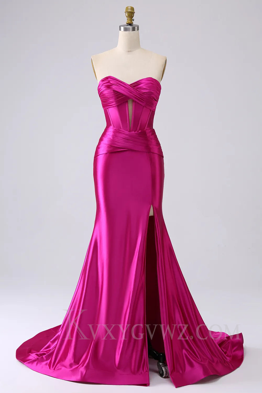 Dark Green Mermaid Sweetheart Sweep Train Long Prom Dress with Slit LF023