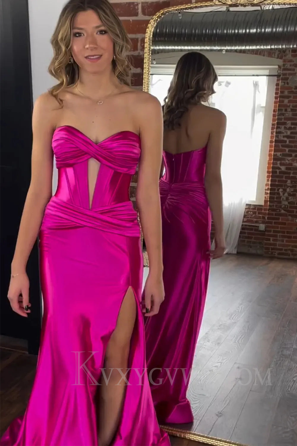 Dark Green Mermaid Sweetheart Sweep Train Long Prom Dress with Slit LF023