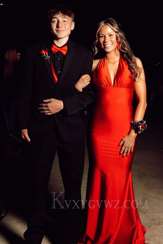 Light Blue Mermaid Deep V-Neck Backless Long Prom Dress LF260