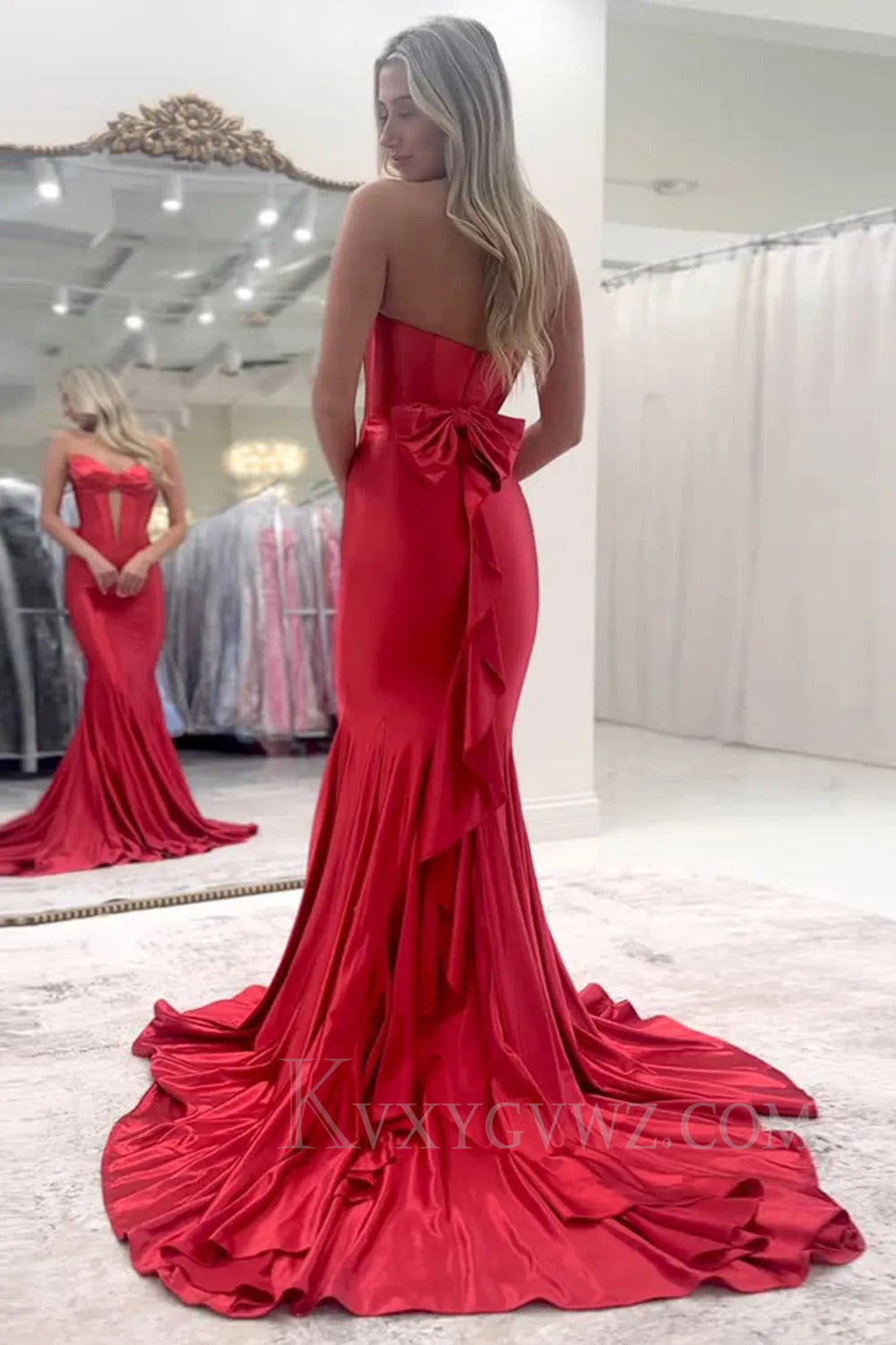Sweetheart Red Cut Out Mermaid Long Prom Dress LF272