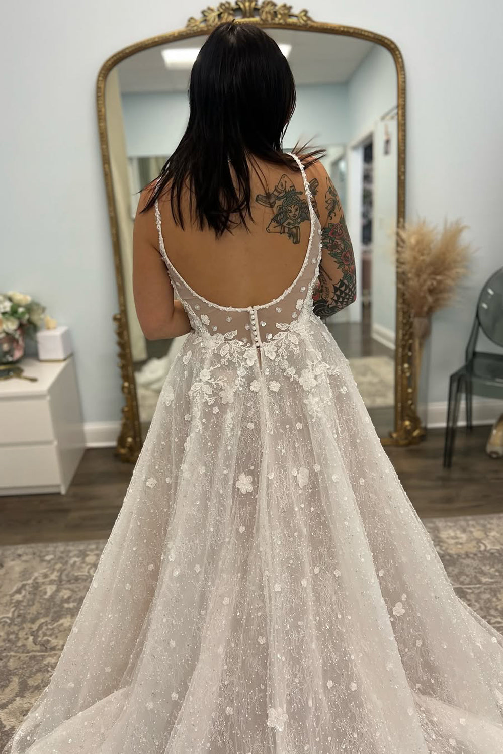 Dazzling A Line Sweetheart Tulle Lace Wedding Dresses Gown HS869