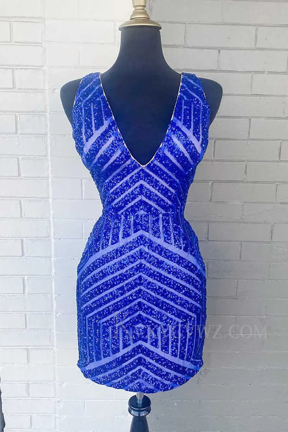 Sparkly White Sequins V-Neck Tight Homecoming/Cocktail Dress LF305