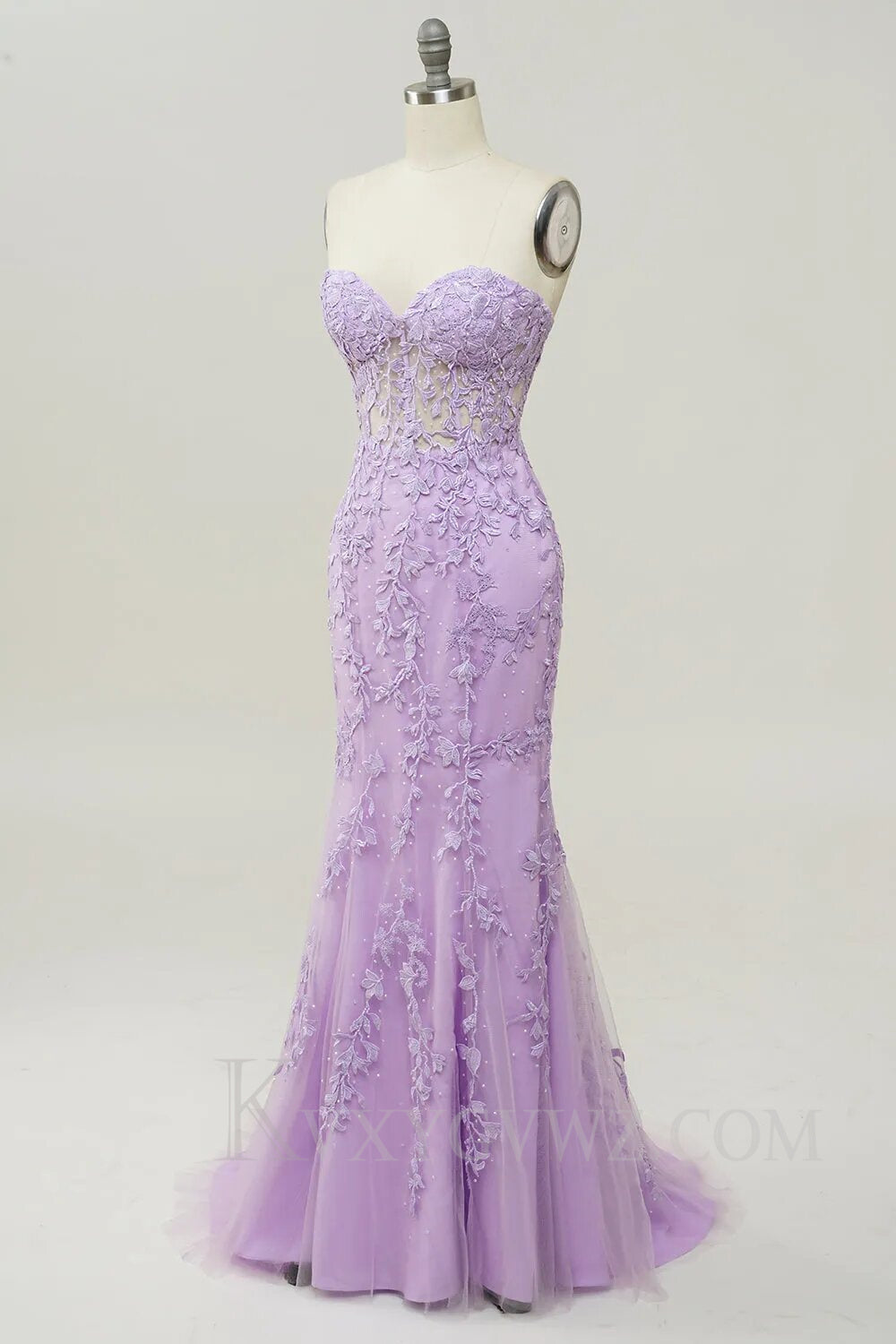 Purple Sweetheart Neck Mermaid Prom Dress With Appliques LF004