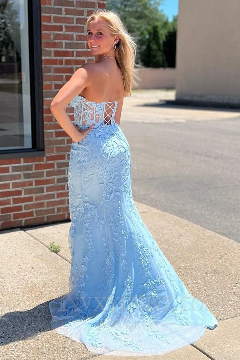 Purple Sweetheart Neck Mermaid Prom Dress With Appliques LF004