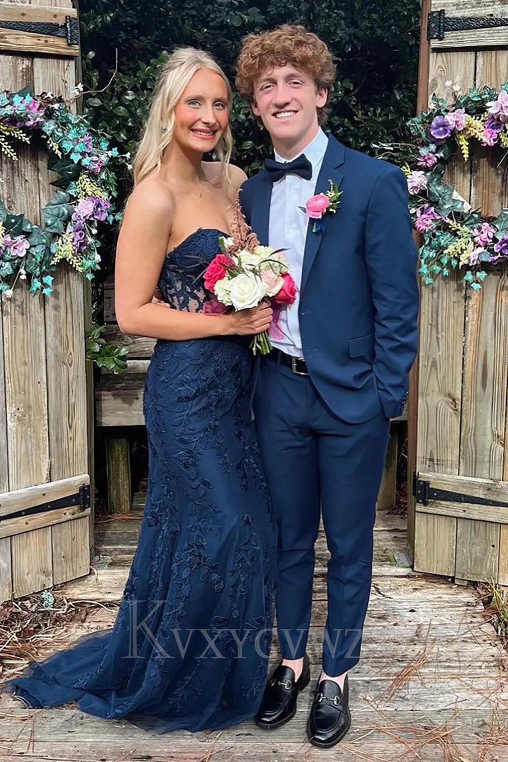 Purple Sweetheart Neck Mermaid Prom Dress With Appliques LF004