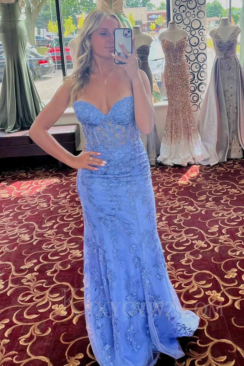 Purple Sweetheart Neck Mermaid Prom Dress With Appliques LF004