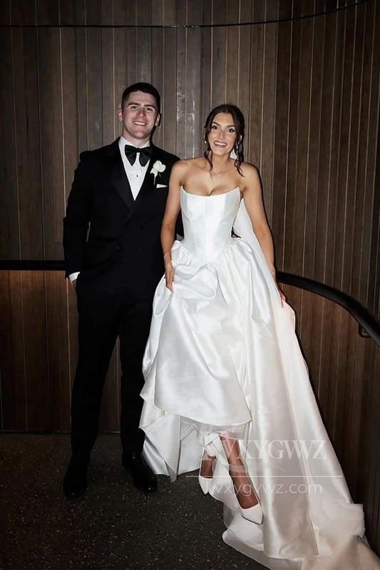 Strapless Satin Ballgown Wedding Dress with Classic Elegance Bridal Gown HS474