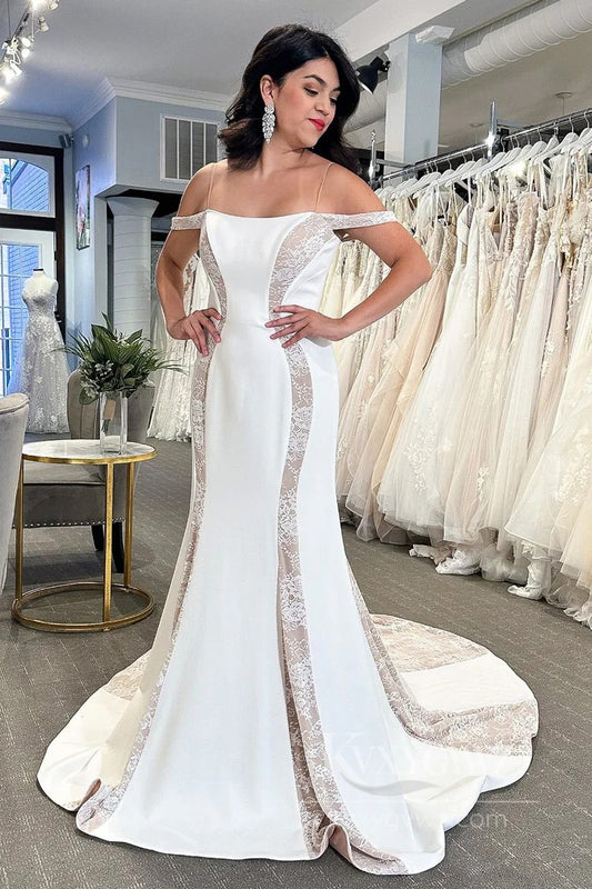 Elegant Off-the-Shoulder Bridal Gown Satin Mermaid Wedding Dress HS520