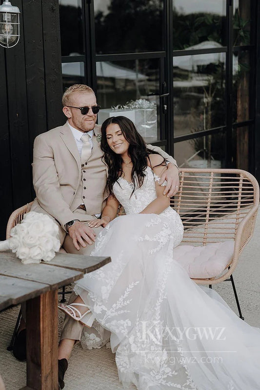 Mermaid Off the Shoulder Tulle Bridal Gown Appliques Wedding Dresses HS551