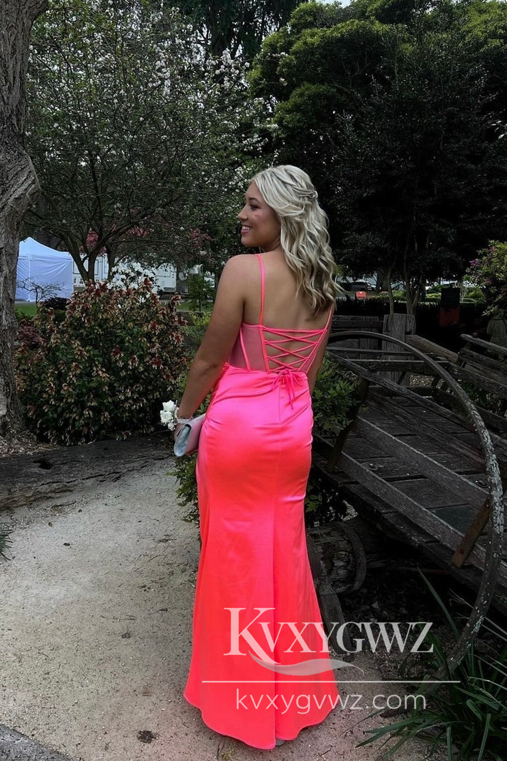 Stunning Mermaid Evening Gown Cowl Neck Satin Slit Prom Dress LF620