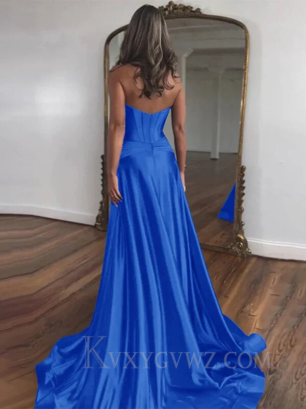 Mermaid Royal Blue Sweetheart Long Prom Dress with Slit LF064