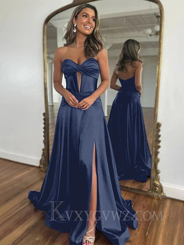 Mermaid Royal Blue Sweetheart Long Prom Dress with Slit LF064